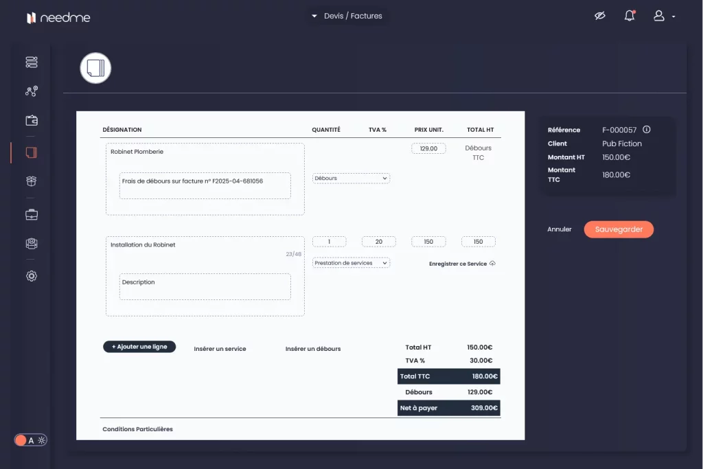 Frais de débours micro-entreprise sur NeedMe