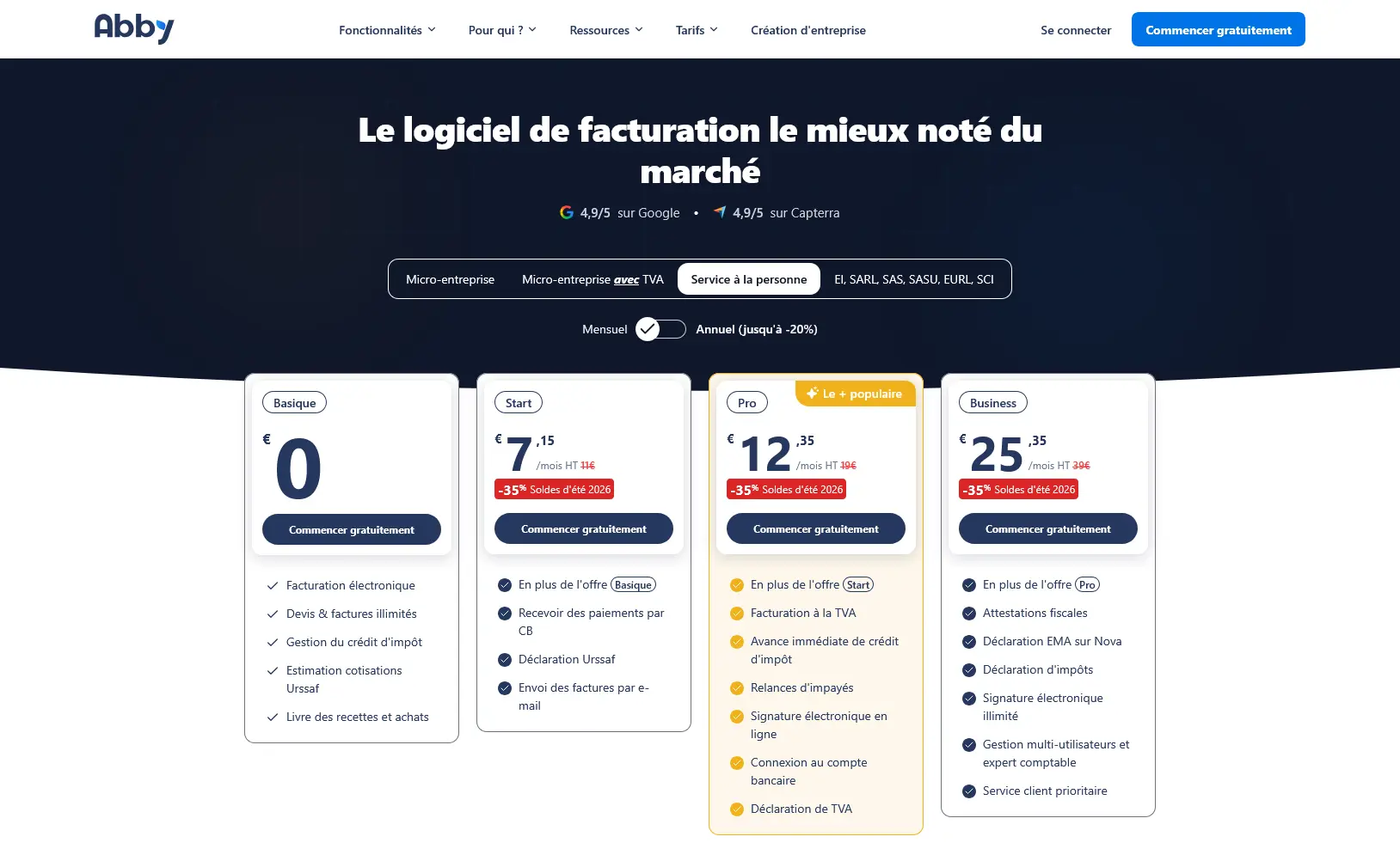 Tarifs des offres de Abby
